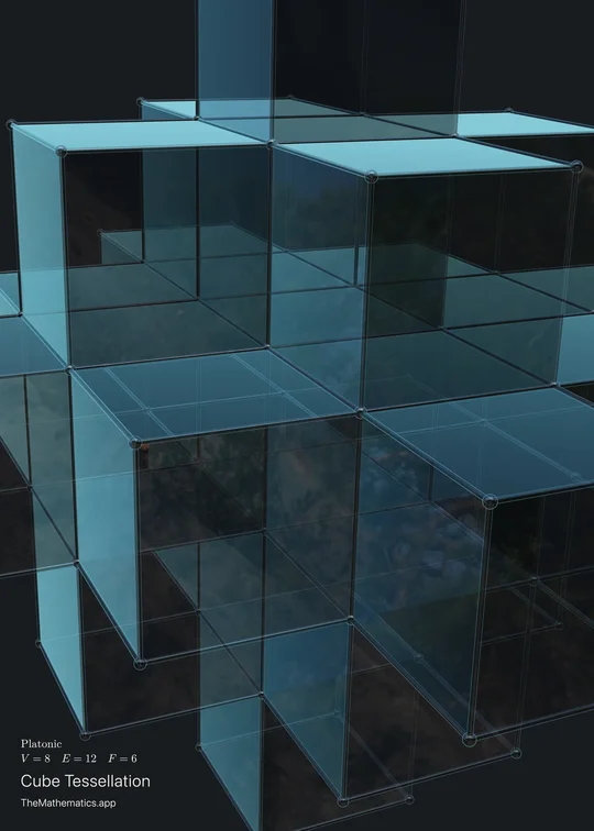 Blue Glass Cube Tessellation – Alpine Reflections